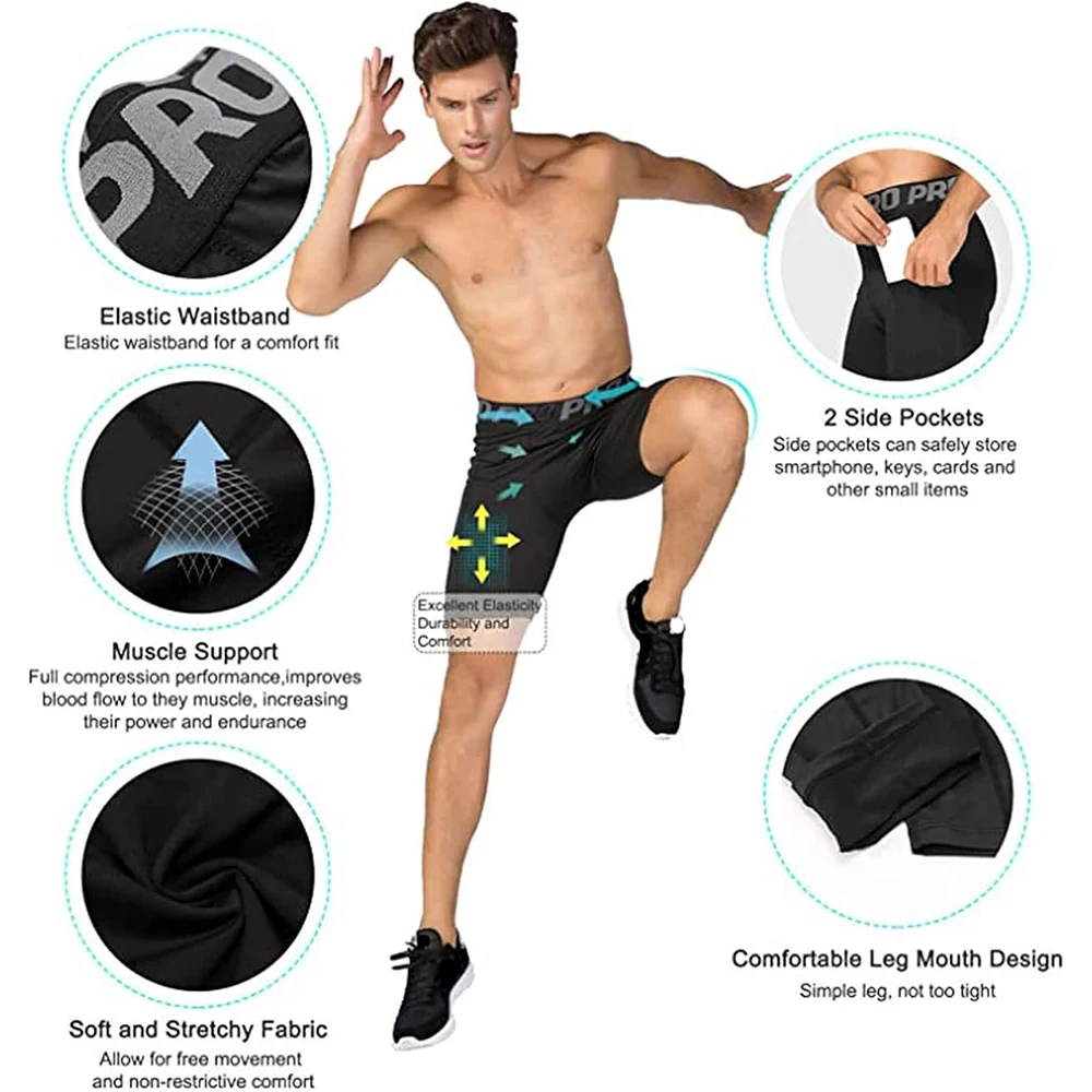 Mens Gym Shorts with Pockets W - Compression Shorts Athletes ulasan dan harga