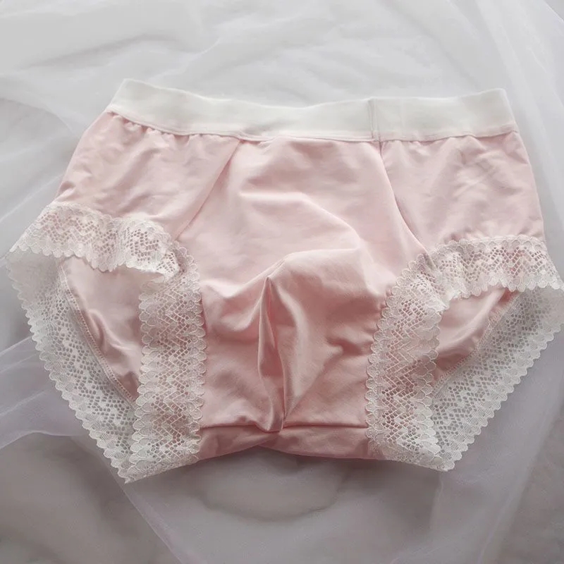 Lace Hem Man's BF Briefs Pink  - Boxer Shorts Modal ulasan dan harga