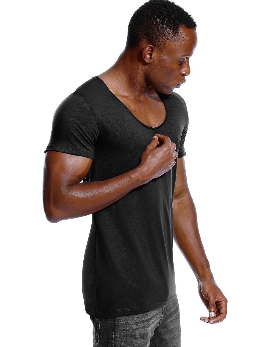 Scoop Neck T Shirt for Men Low - Undershirt Crew Neck ulasan dan harga