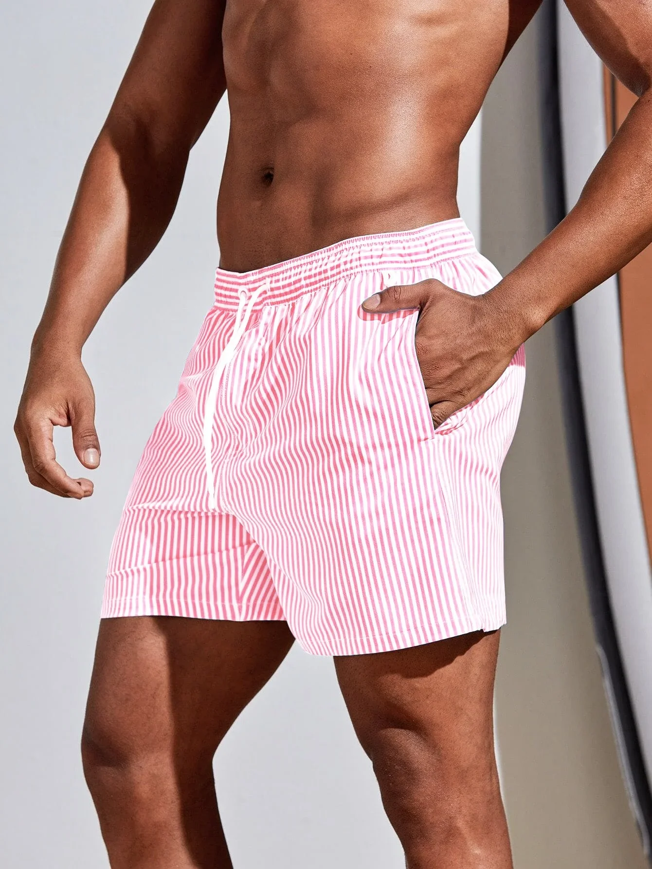 Men Vertical Striped Drawstrin - Bamboo Fiber Trunk ulasan dan harga