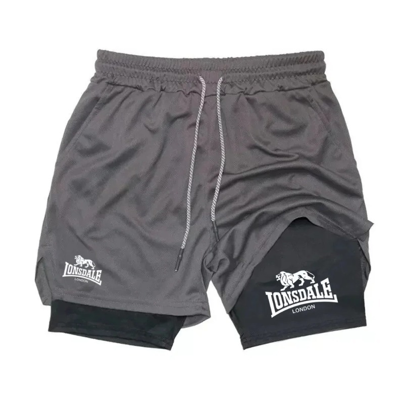 2in1 Running Shorts for Men Gy - Compression Shorts Athletes ulasan dan harga