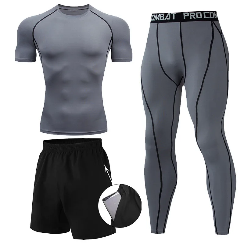 3 Pieces Fitness Suits Athleti - Compression Shorts Athletes ulasan dan harga