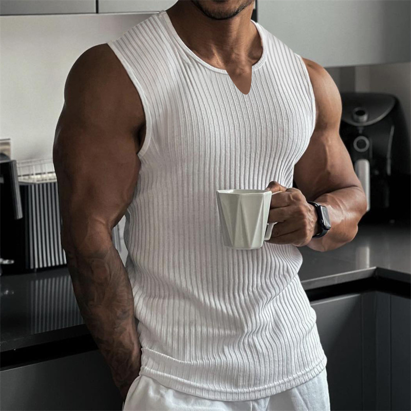 2024 Summer new men V-neck Ves - Undershirt Crew Neck ulasan dan harga