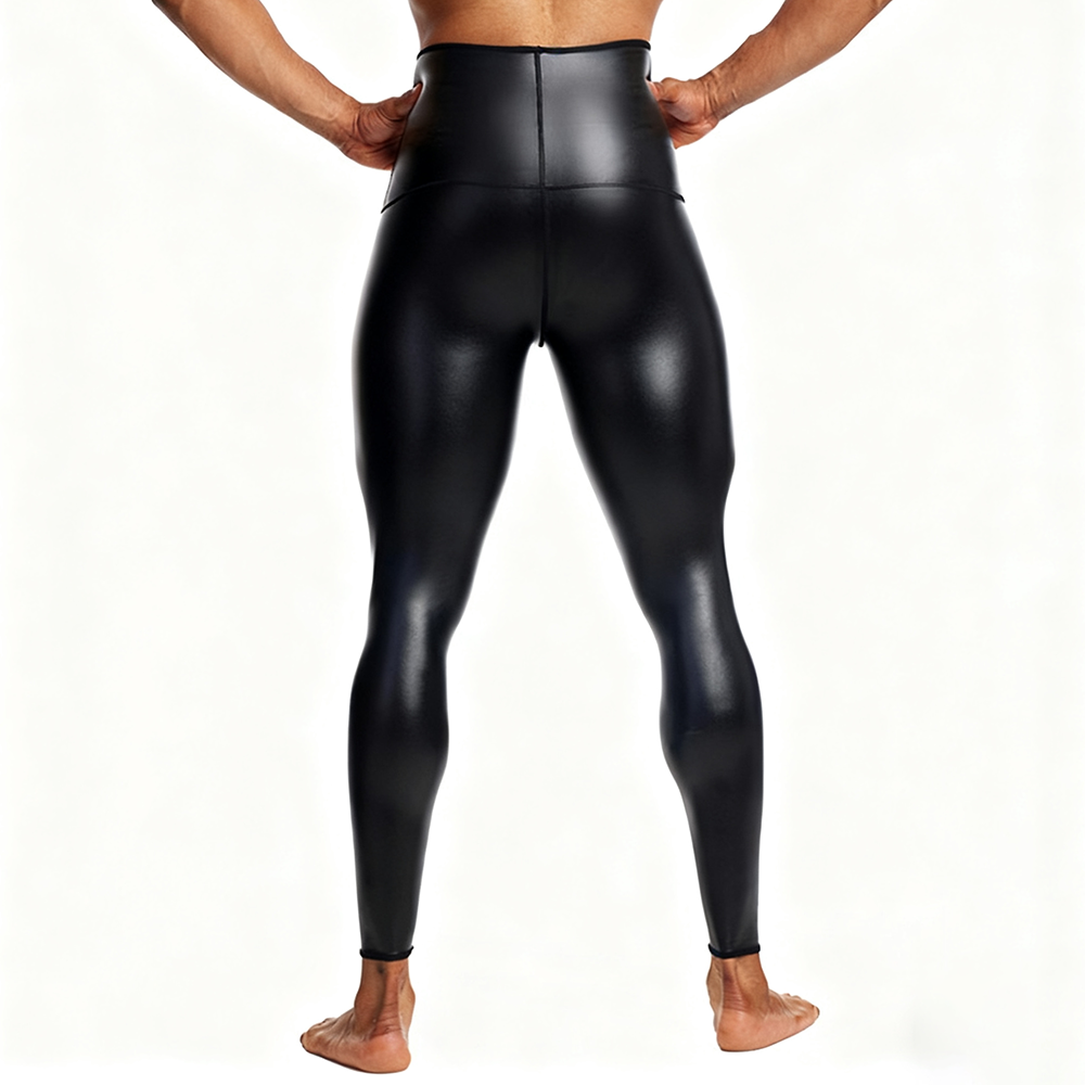 Sexy Men PU Leather Long Pants - Compression Long Pant ulasan dan harga