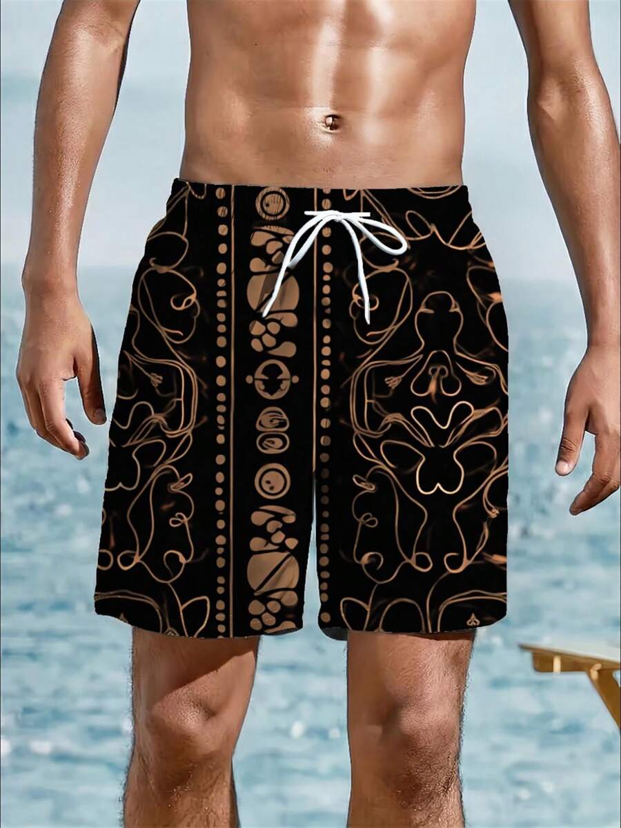 Mens Abstract Geometric Print  - Trunk Breathable Men ulasan dan harga